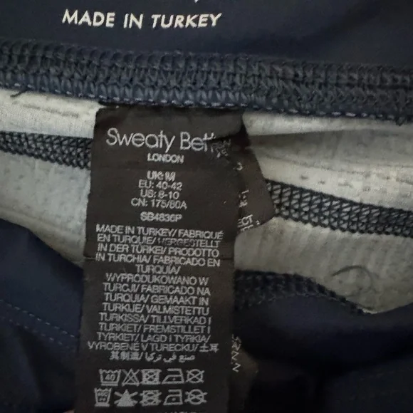 Sweaty Betty Leggings Blue White Grid Pattern 7/8 Length M - Picture 6 of 13